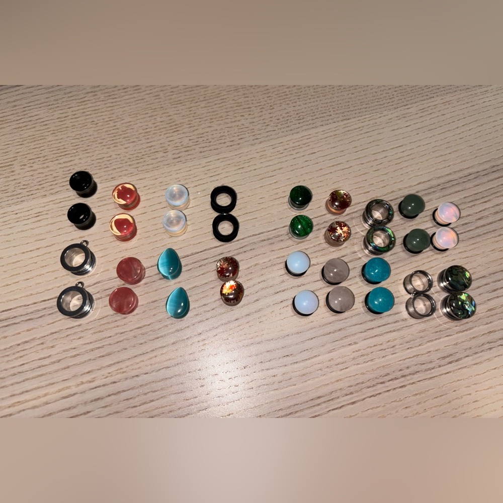 38 pc Colorful 1/2” Ear Plug/Tunnels/Gauges Bundle